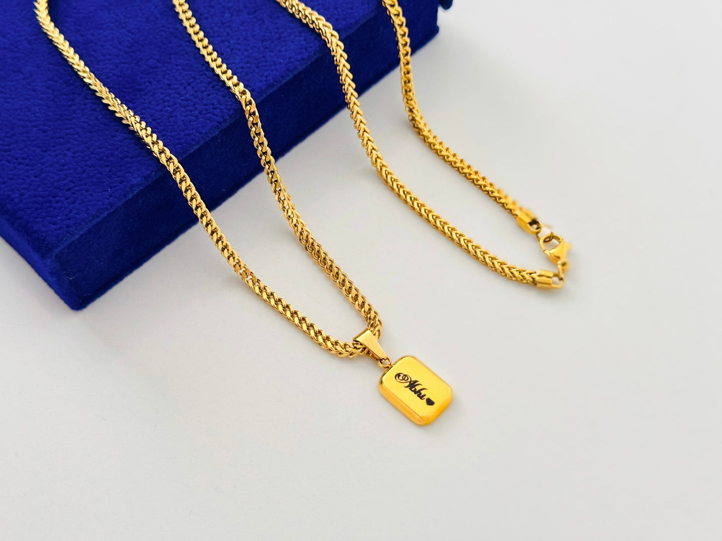 Glamon Name Pendant With Franco Chain Gold Coated High Quality Waterproof Necklace Jewelery Gift