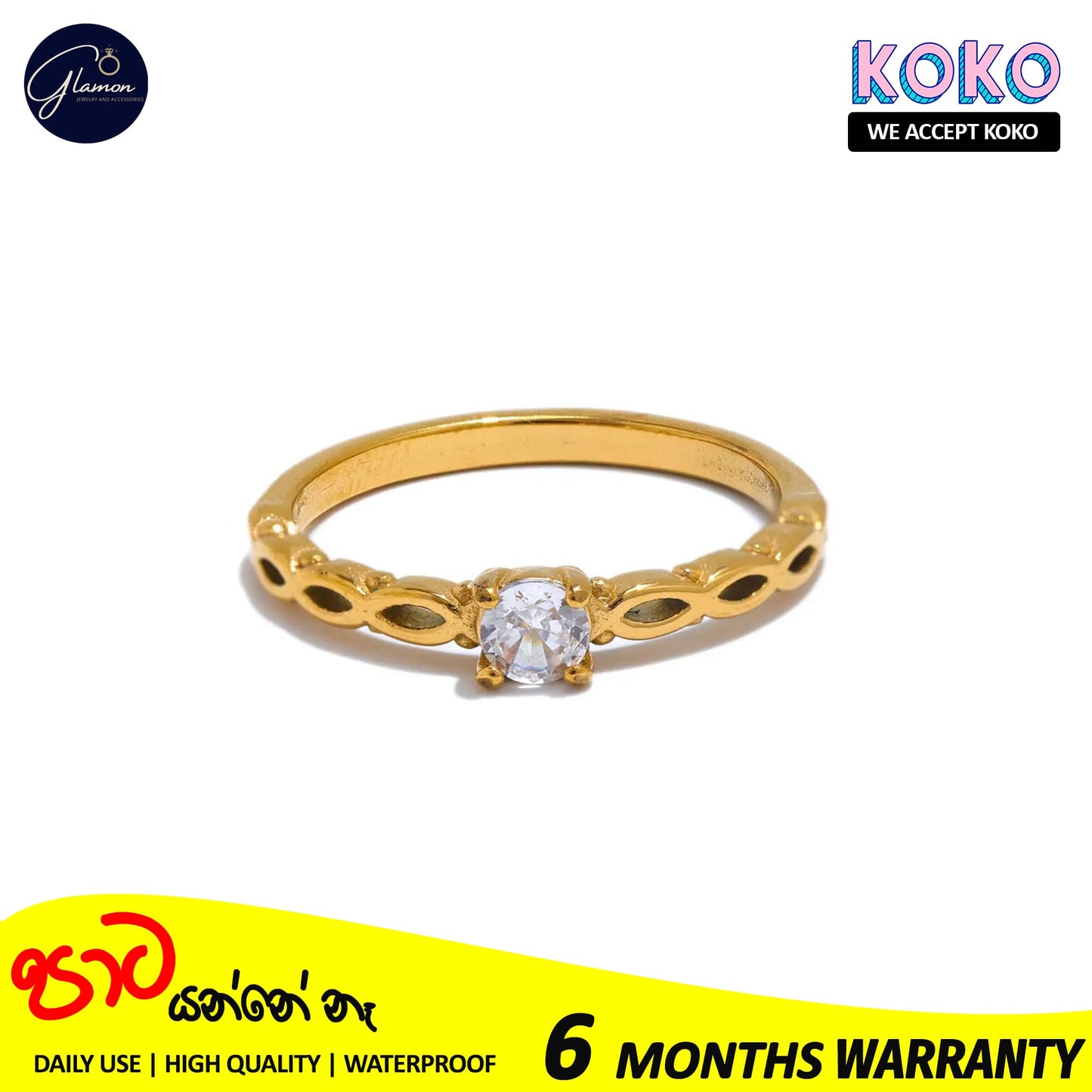 Glamon Golden Grace Ring - High Quality Gold Coated Girls Ring Gift