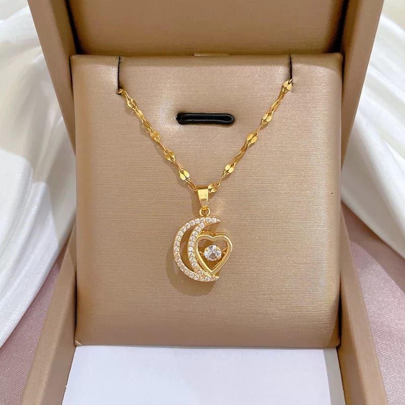 Glamon Moon Heart Pendant Necklace For Girls