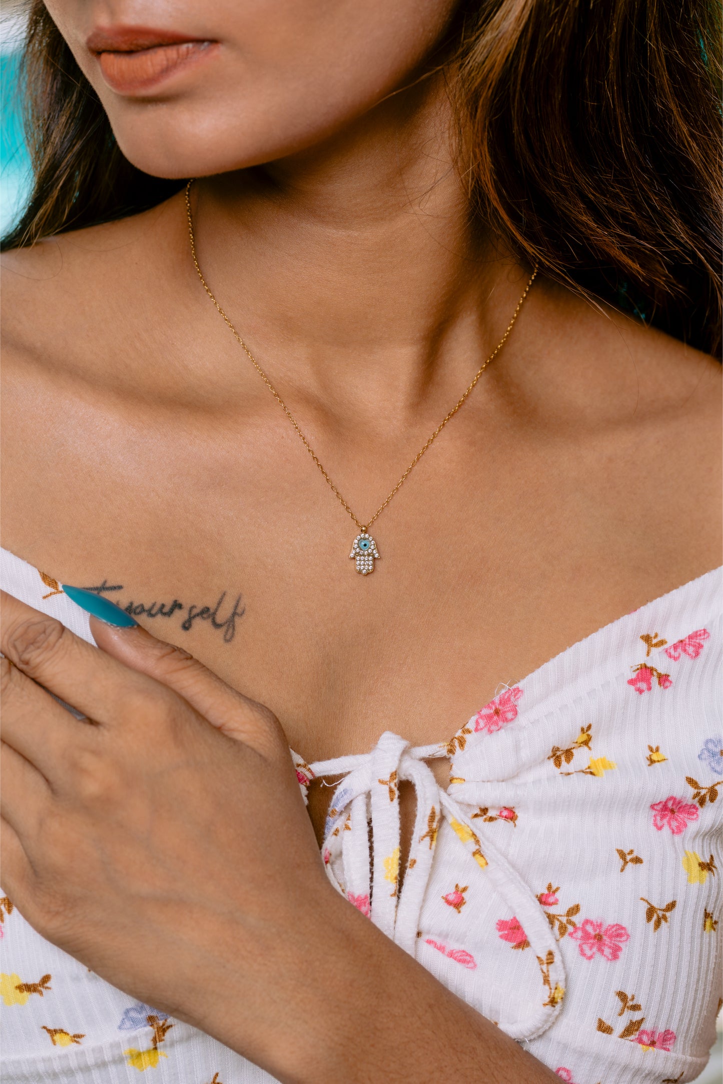 Glamon Evil Eye Necklace for Girls – Premium Gold Coated Stainless Steel Jewelry | Elegant Protection Necklace | Waterproof & Long Lasting Gift for Her