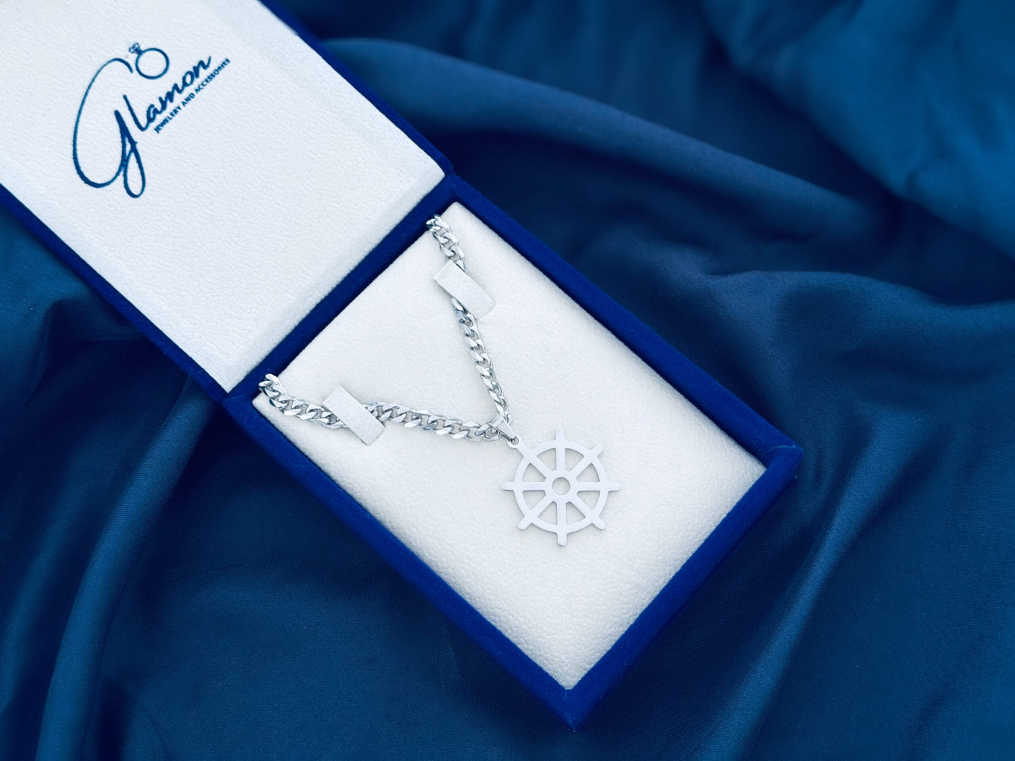 Glamon Darma Chakra Pendant With Cuban Link Chain Necklace For Men - High Quality