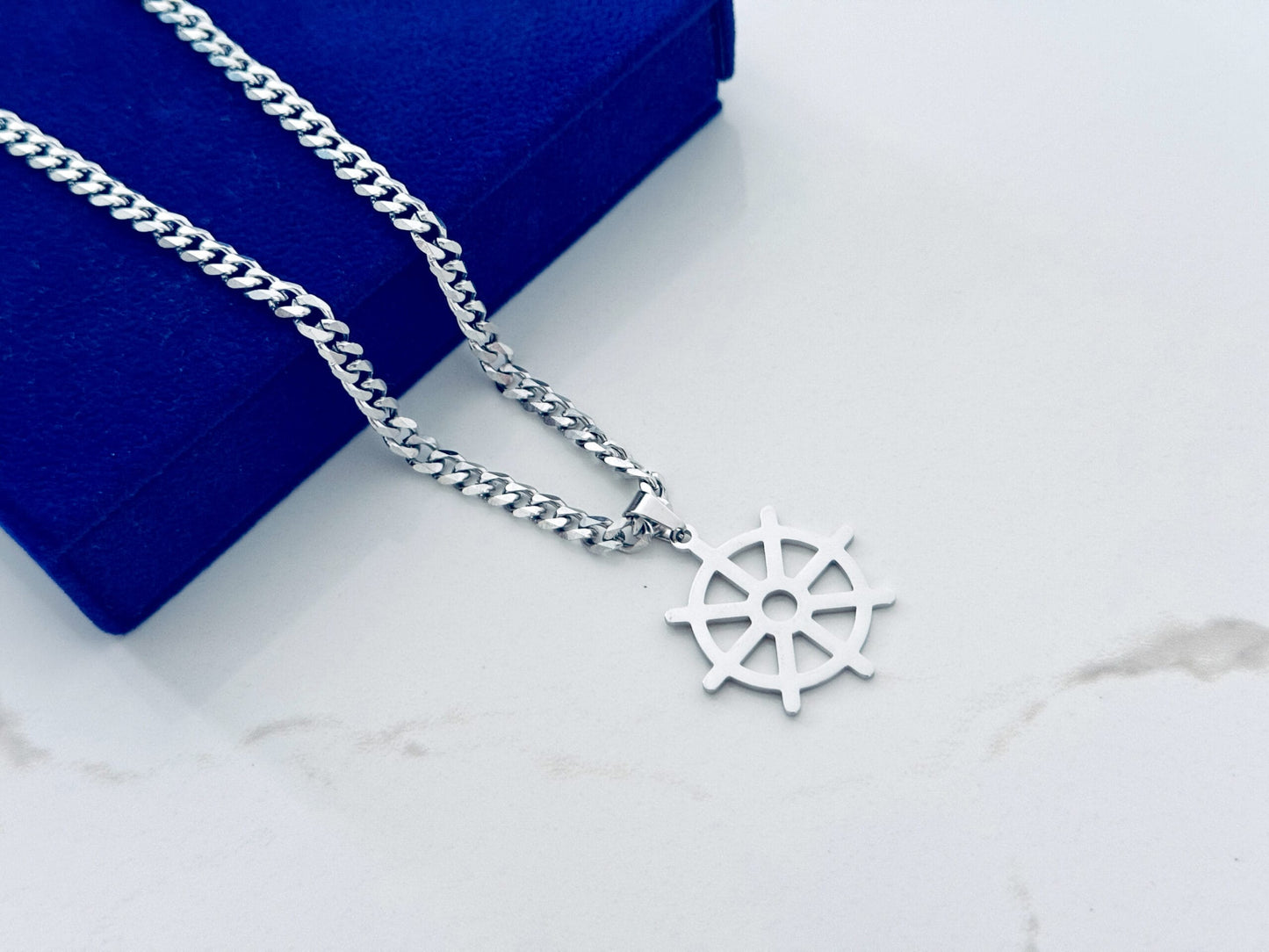 Glamon Darma Chakra Pendant With Cuban Link Chain Necklace For Men - High Quality
