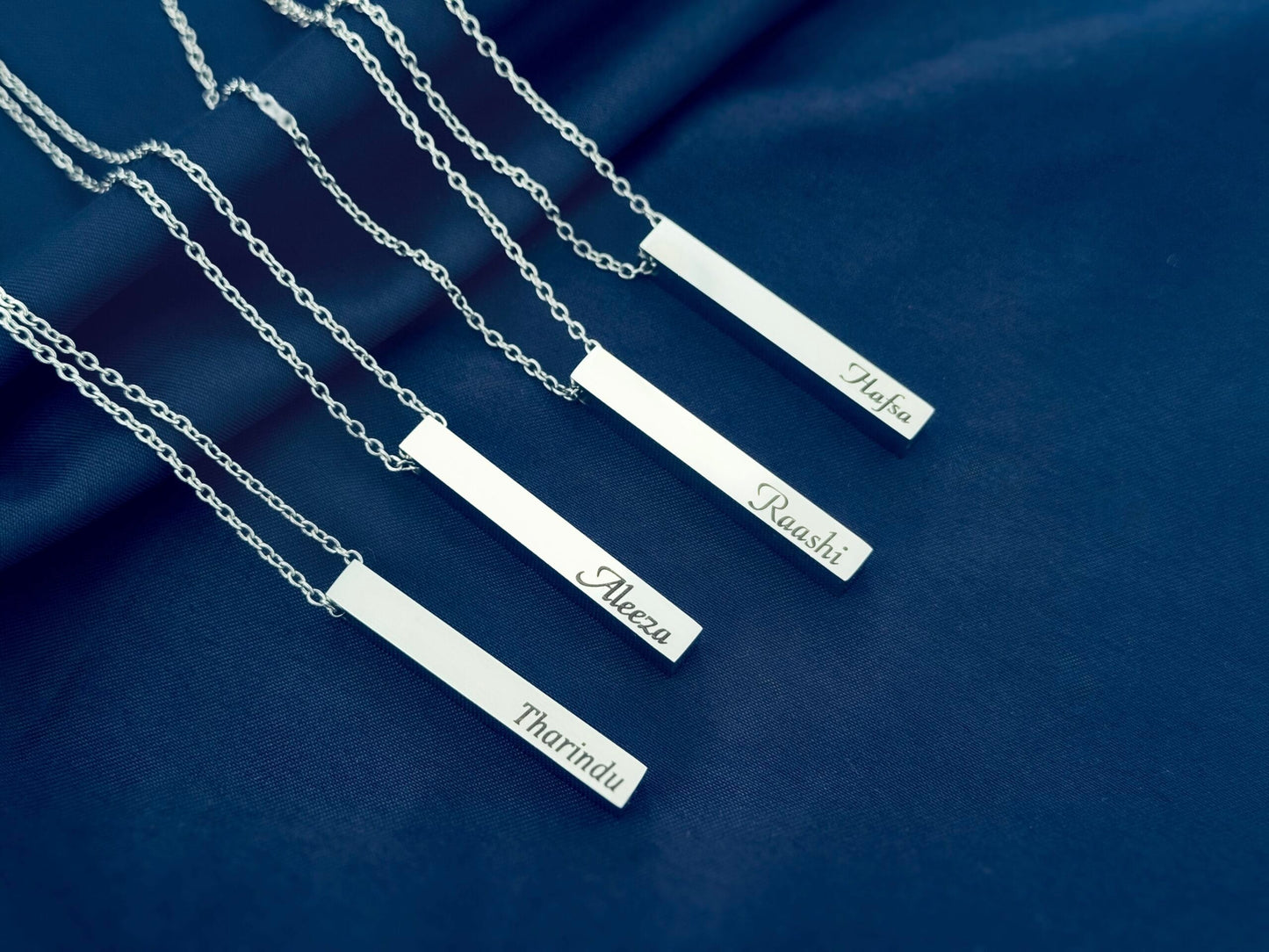 Glamon Customized Name Necklace Gift For Girls Boys - UNISEX Pendant - SILVER- FREE Box and Gift Bag