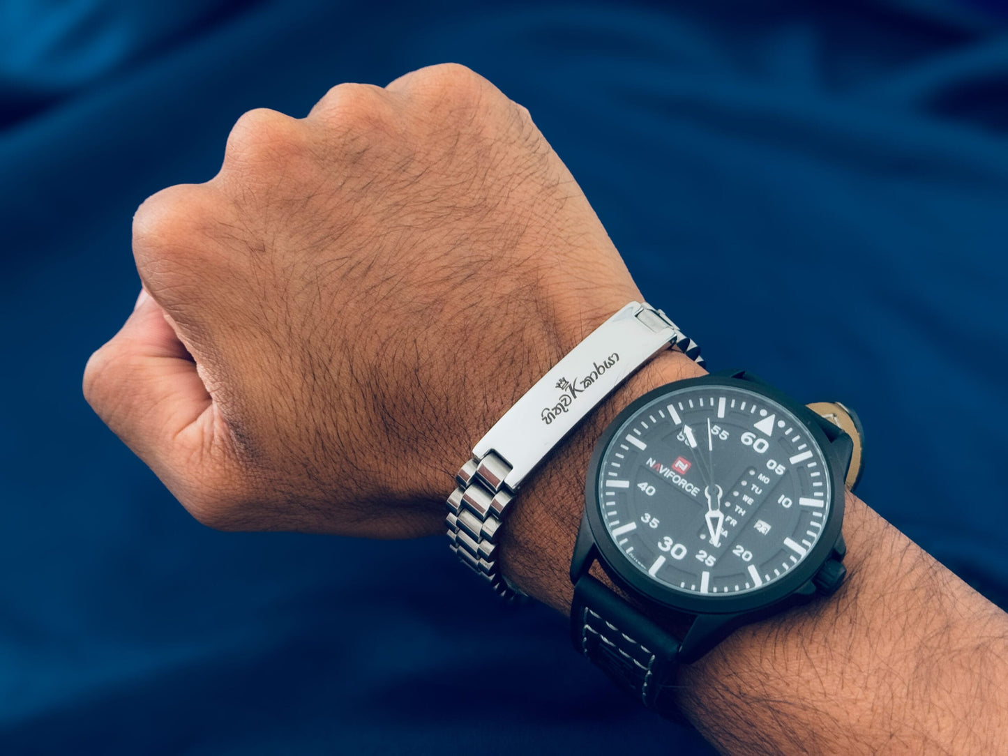 Sinhala Letters Customized Name Bracelet For Men - SILVER - High Quality Waterproof Jewellery Valentine Birthday Gift Boys