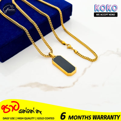 Glamon Gold Coated Geomatric Pendant With Diamond Cut Franco Box Chain High Quality Waterproof Necklace Jewellery Gift For Boys