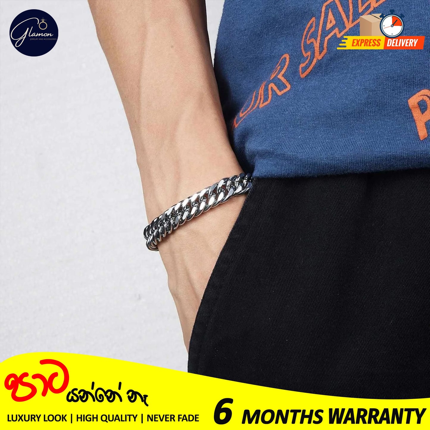 Glamon 8mm High quality Never Fade Waterproof Bracelet For Men