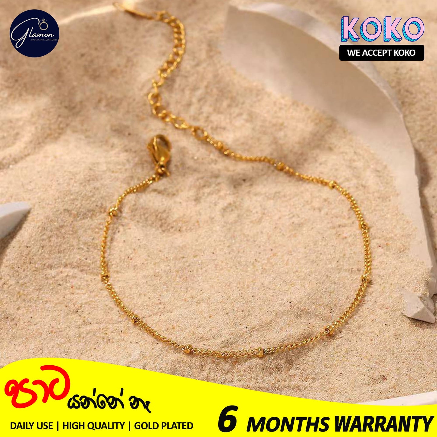 Glamon Radient Dots Anklet High Quality Gold Plated Stainless Steel Ankle Bracelet For Girls Summer Beach Foot Charm Jewellery