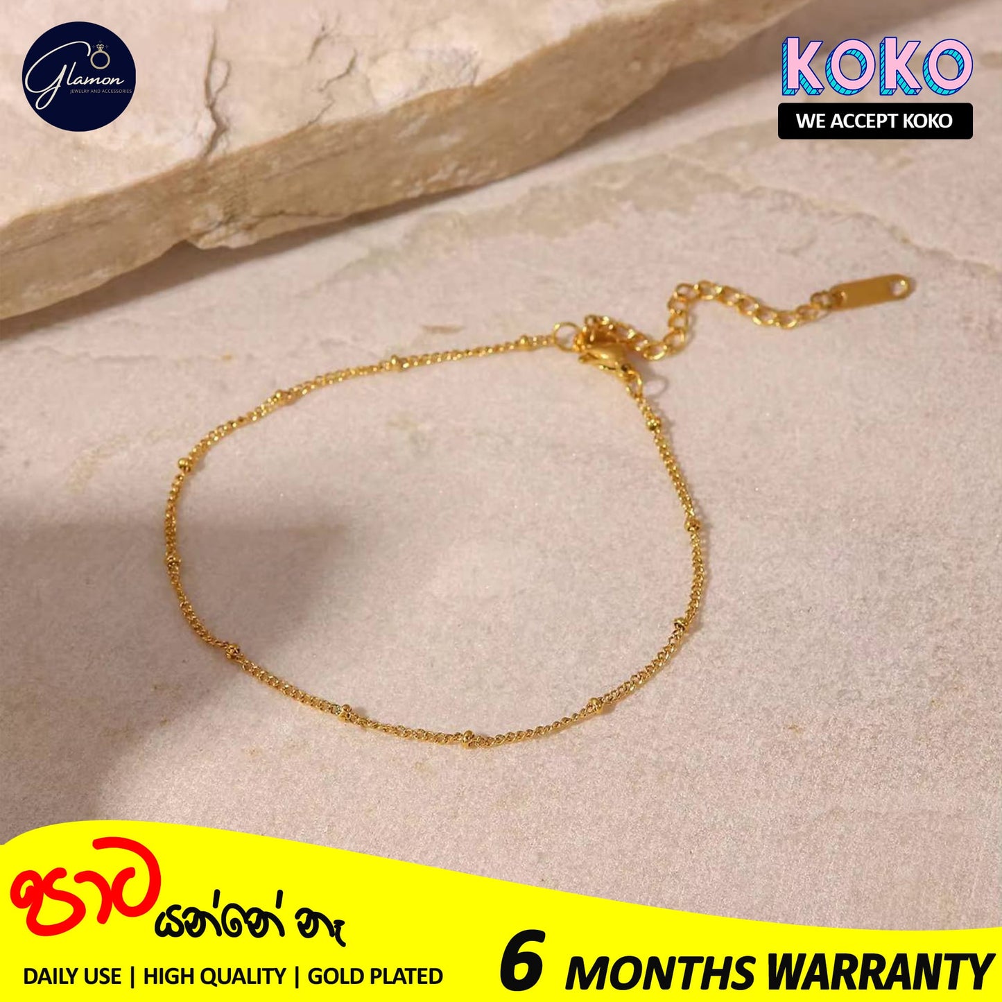 Glamon Radient Dots Anklet High Quality Gold Plated Stainless Steel Ankle Bracelet For Girls Summer Beach Foot Charm Jewellery