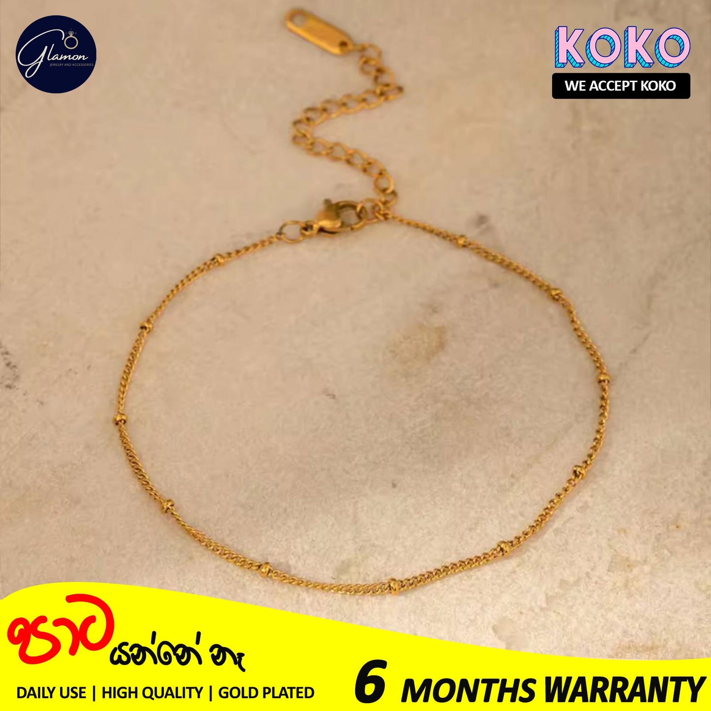 Glamon Radient Dots Anklet High Quality Gold Plated Stainless Steel Ankle Bracelet For Girls Summer Beach Foot Charm Jewellery