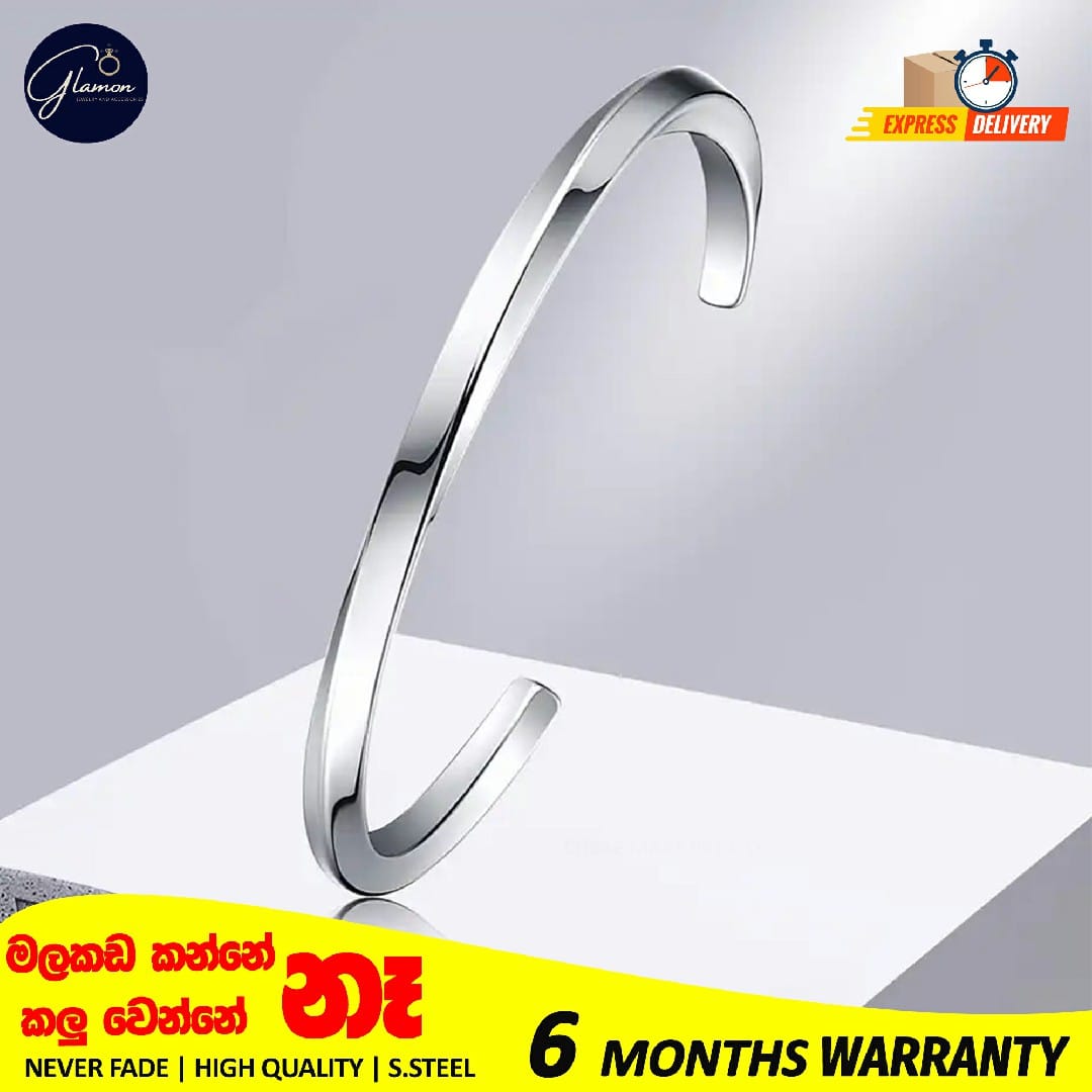 Stainless Steel Bangle for Men Women Simple Twisted Cuff Silver Bracelet Unisex