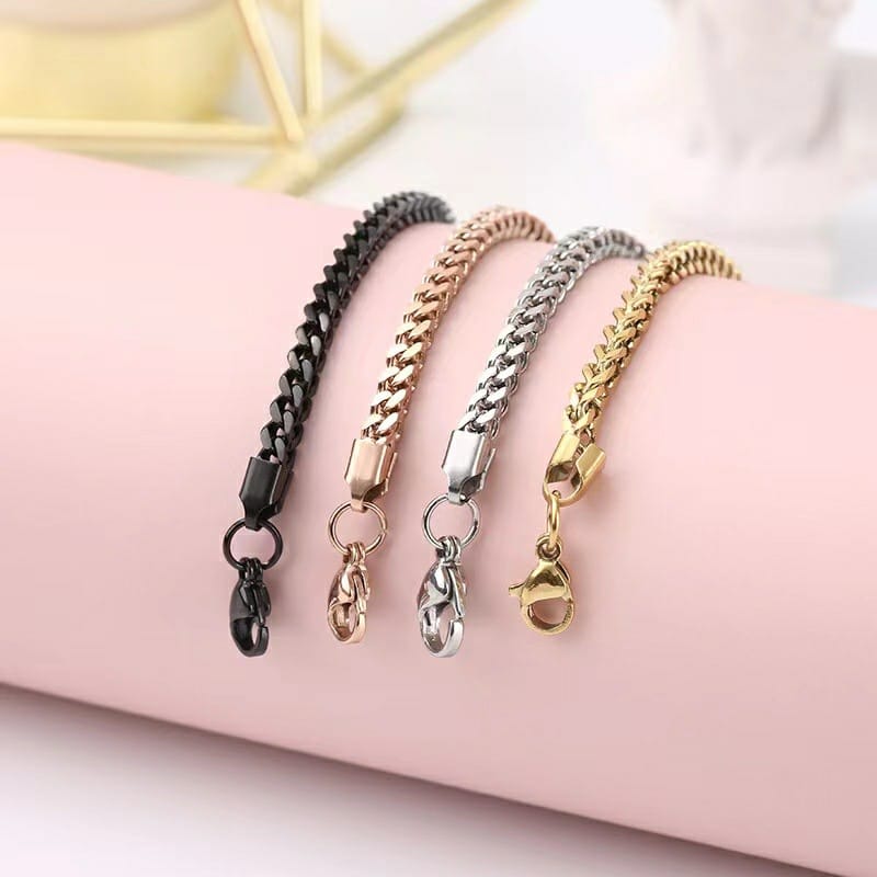 Diamond cut franco chain 3mm Thick Stainless Steel Necklace for men women Gold/Silver/Black chain