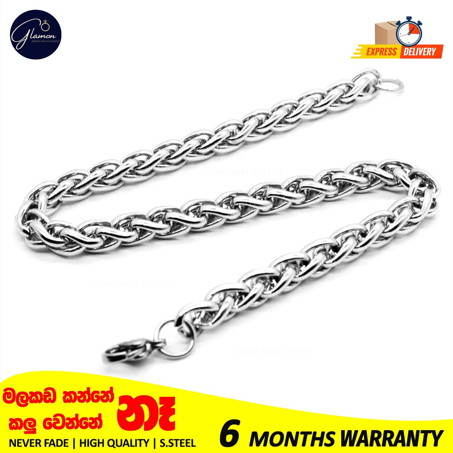 Glamon High Quality Stainless Steel 925 Silver Color Wheat Link Chain Bracelet For Men Never Fade Solid Mens Bracelet Fashion jewellery Breslet For Men