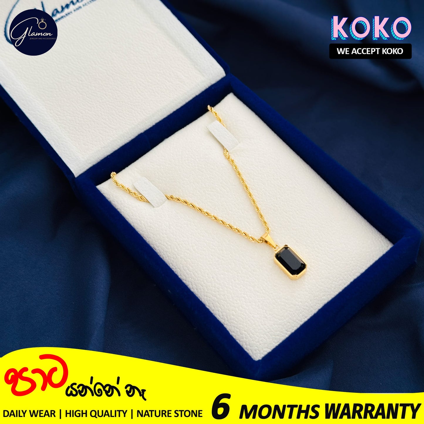 Glamon Dark Aura Necklace - Black ONYX Nature Stone