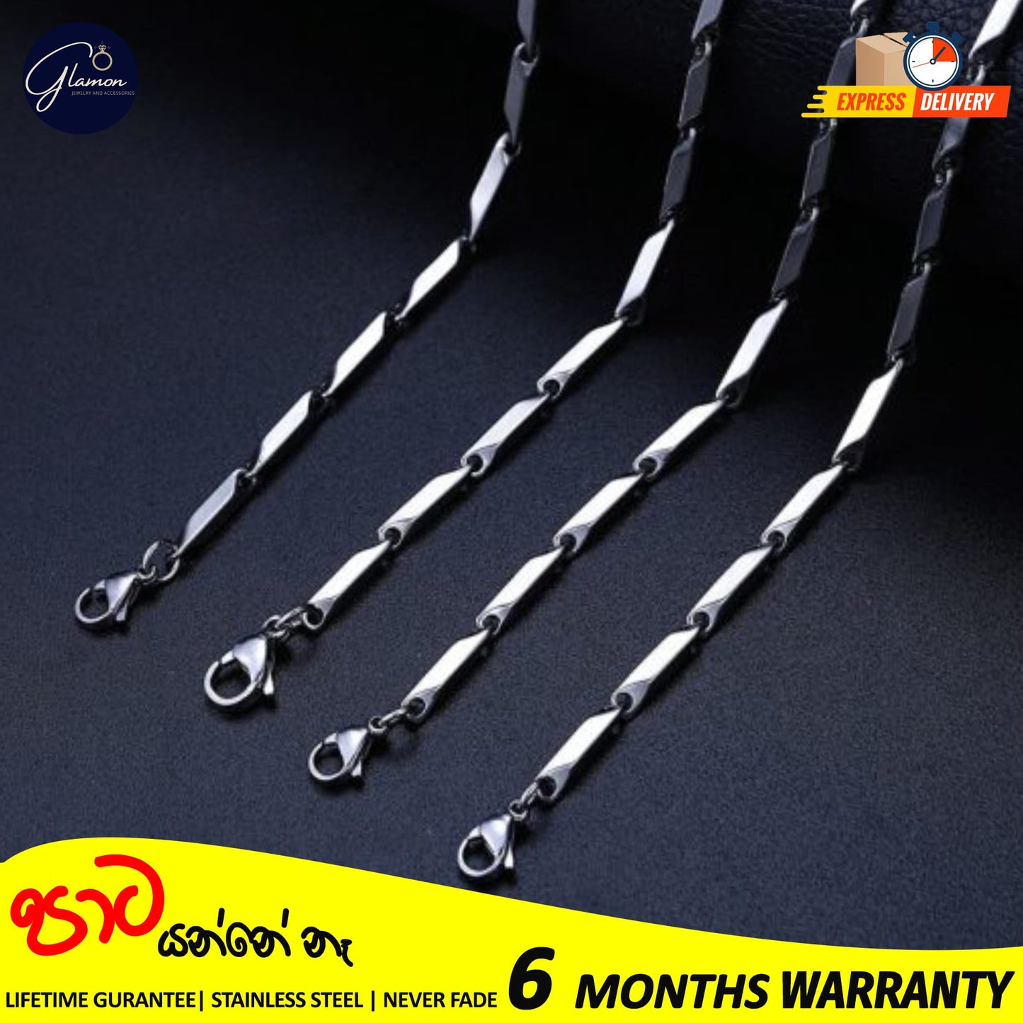 2mm Rhombus Chain Necklace For Men stainless steel Never Fade Waterproof Chain