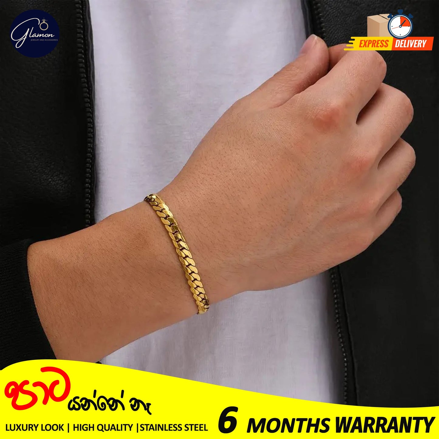 Full Sideways Stamped Stainless Steel Gold Plated Bracelet For Men High Quality
