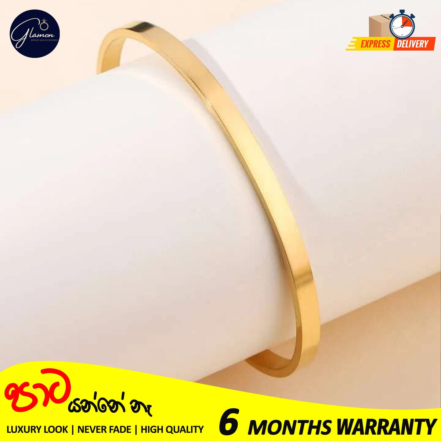 High Polished Plain Gold Bangle For Women Men Stainless Steel
