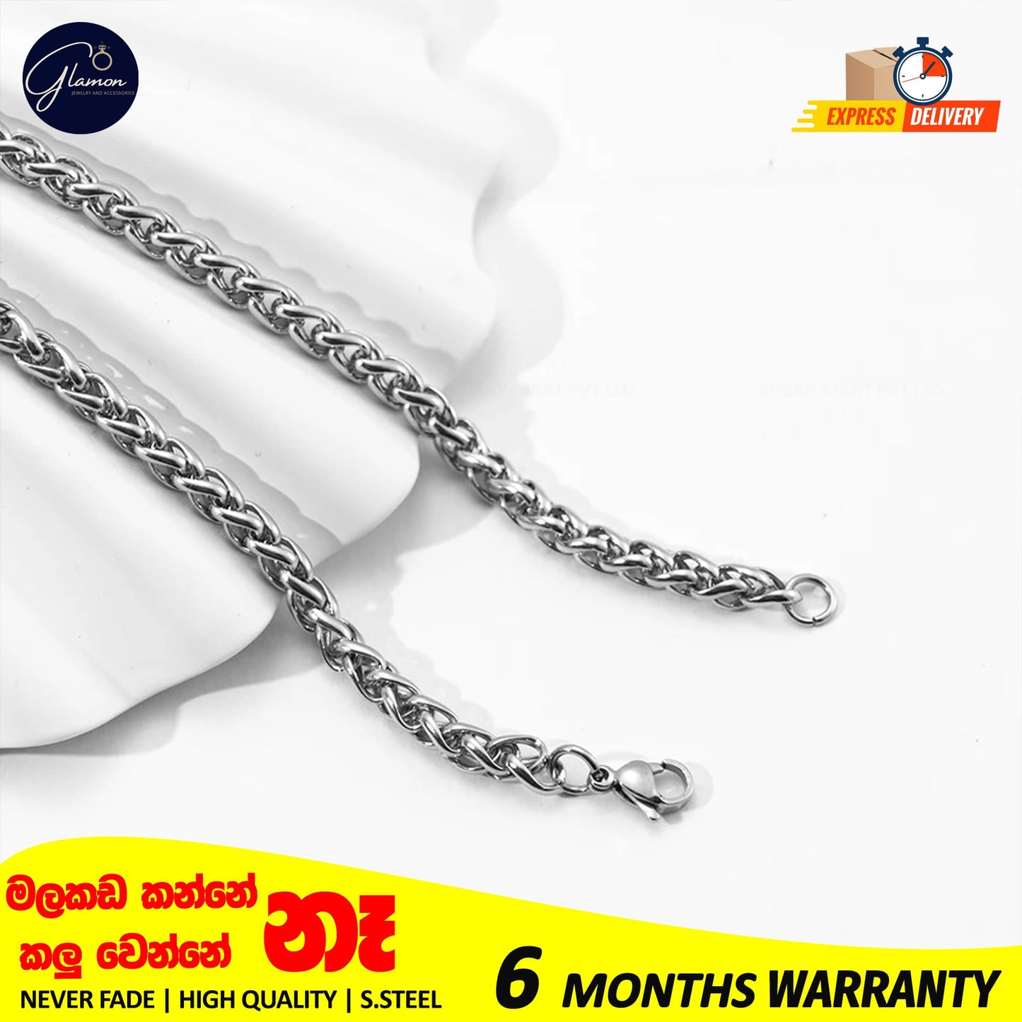 Glamon High Quality Stainless Steel 925 Silver Color Wheat Link Chain Bracelet For Men Never Fade Solid Mens Bracelet Fashion jewellery Breslet For Men