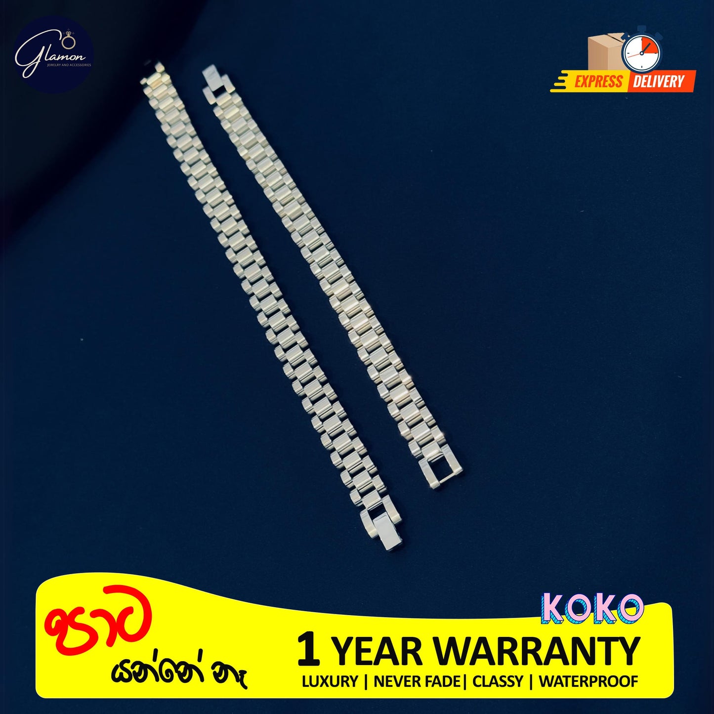 Glamon Silver Color 10mm Wide Wristband Bracelet For Men Waterproof Stainless Steel Mens bracelet