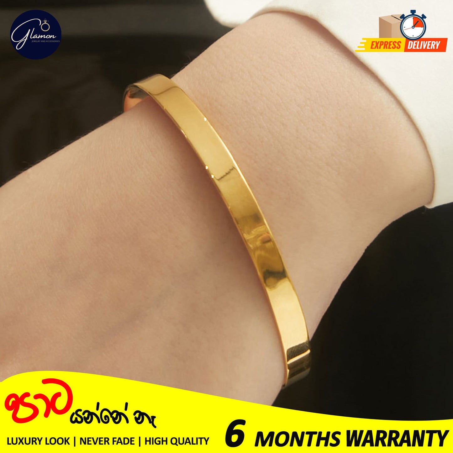 High Polished Plain Gold Bangle For Women Men Stainless Steel