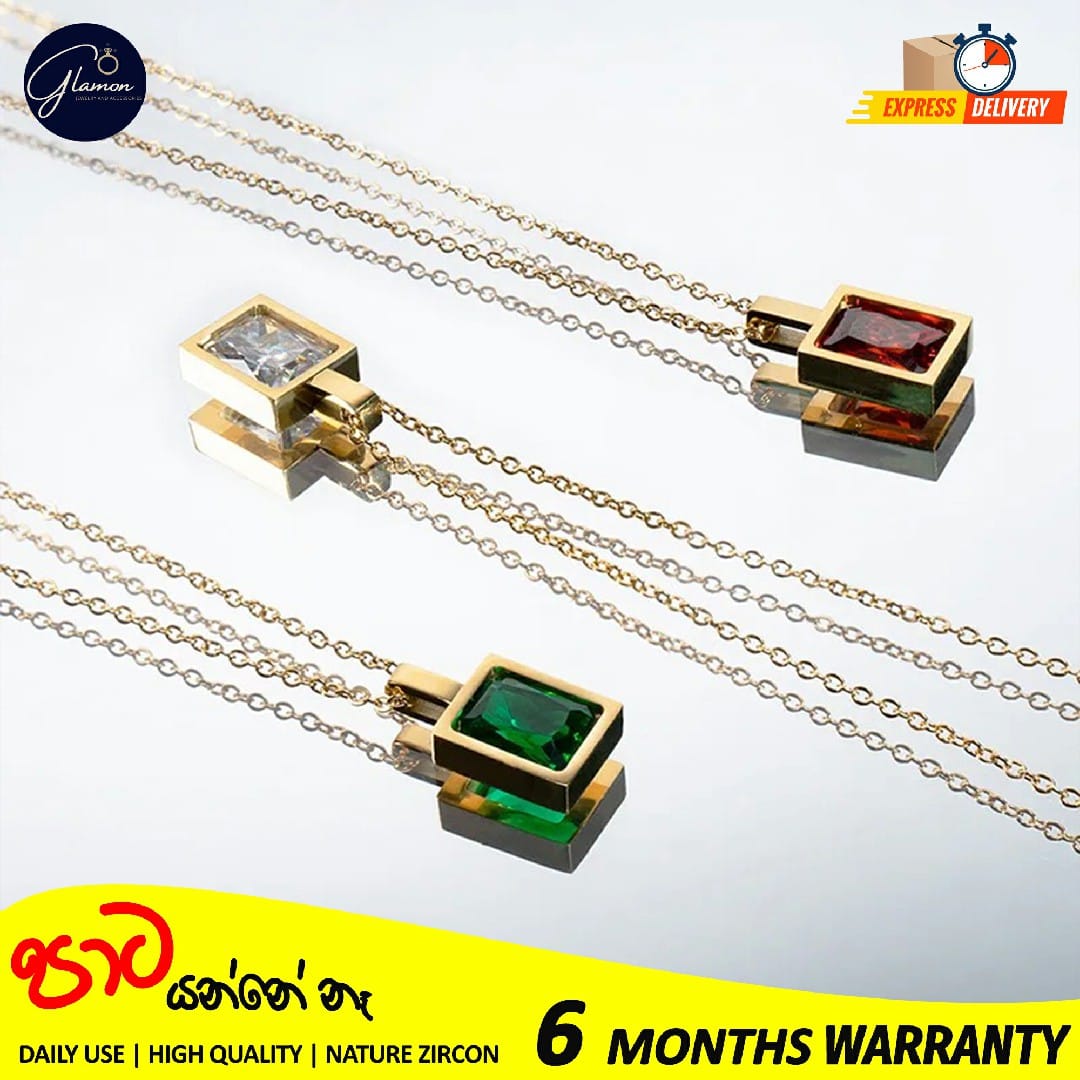 Glamon High Quality Red Green White Necklace For Girls Stainless Steel Gold Chain Clavicle Luxury Zircon Gold Plated necklace Women Jewellery Gift