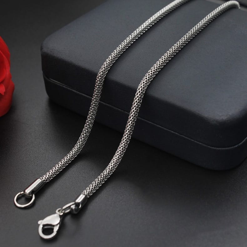 Waterproof Round Mesh Chain Stainless Steel Necklace For Men Women