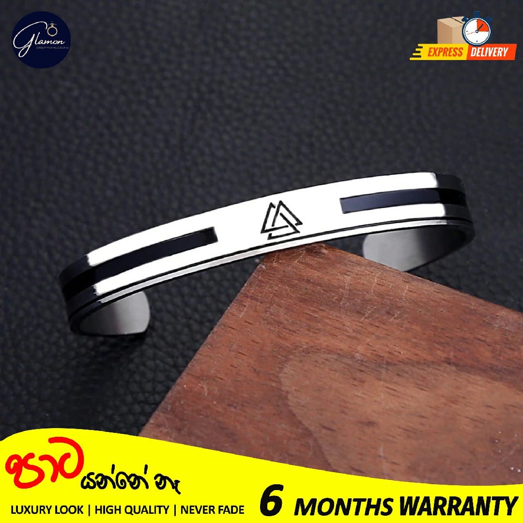 Mens Bangle Vikings Logo Cuff Silver Bracelet For Men 316L Stainless Steel Oval Shape Bangle For Boys Adjustable Mens Bracelet