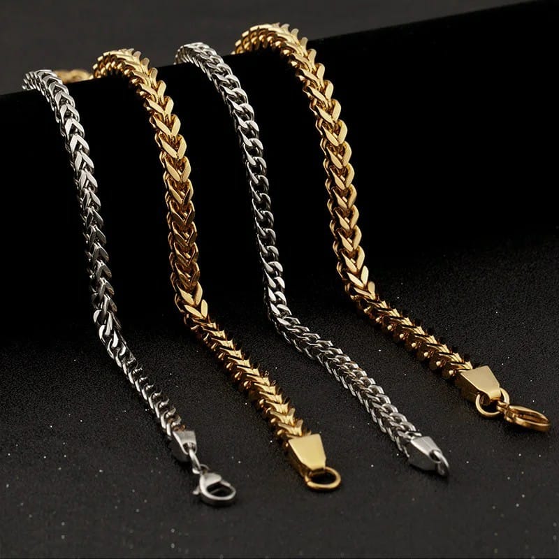 Diamond cut franco chain 3mm Thick Stainless Steel Necklace for men women Gold/Silver/Black chain