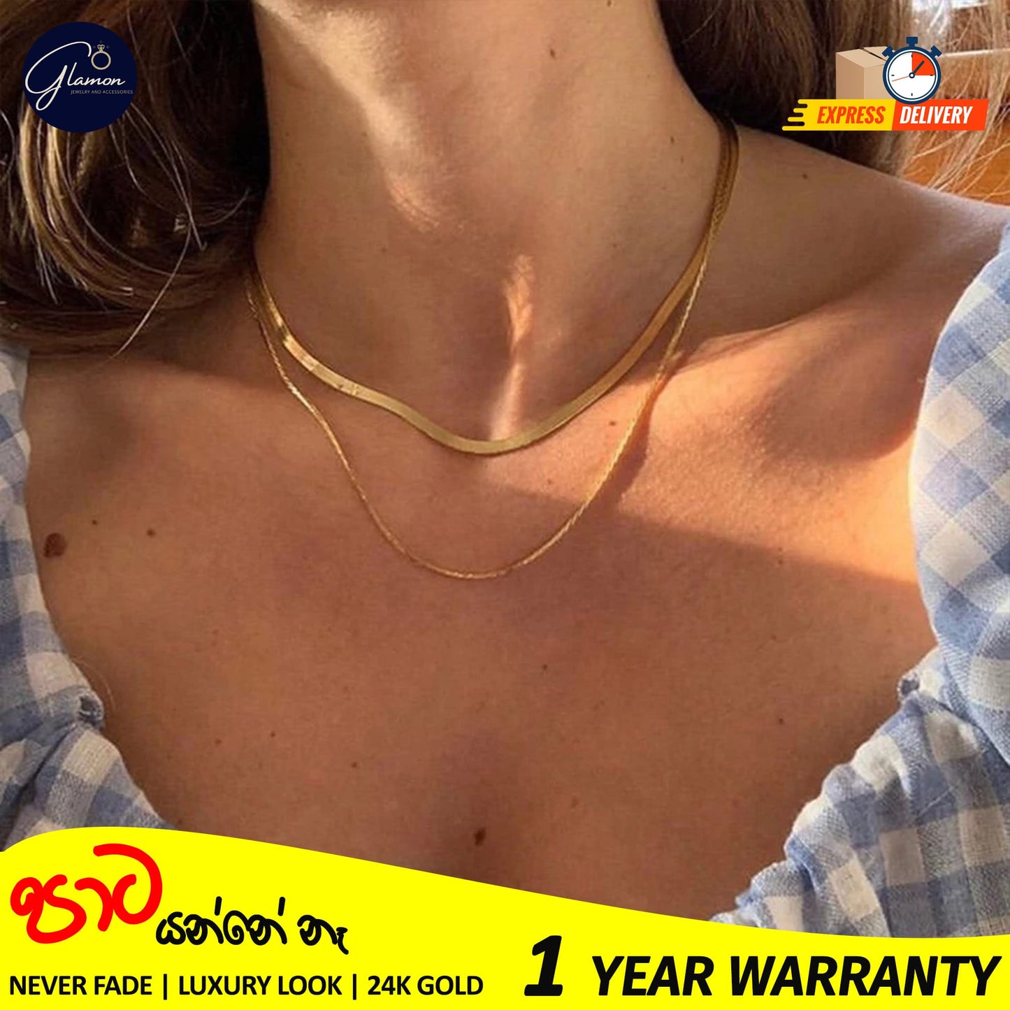 3mm Flat Snake Chain Necklace Gold Color