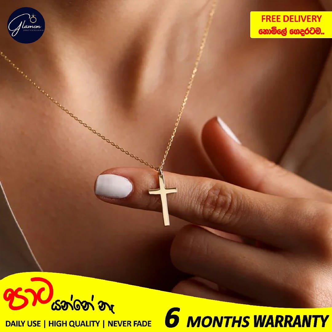 Glamon Stainless Steel Silver Gold Cross Pendant Necklace For Girls High Quality Simple Chain Women Fashion Jewelery Gift