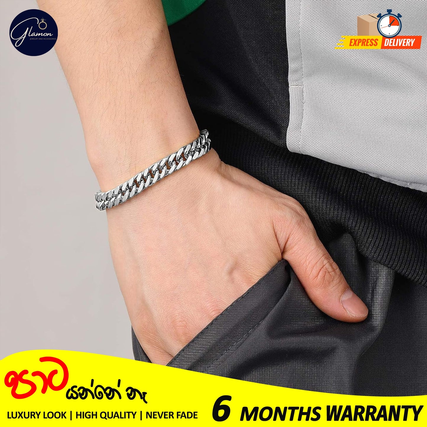 Glamon 8mm High quality Never Fade Waterproof Bracelet For Men