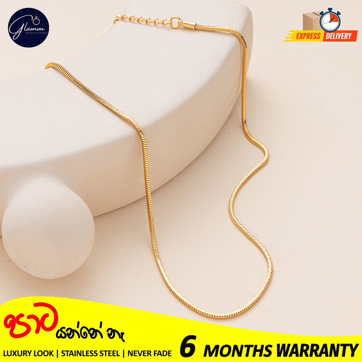 2mm Round Snake Chain Stainless Steel Gold- SIlver