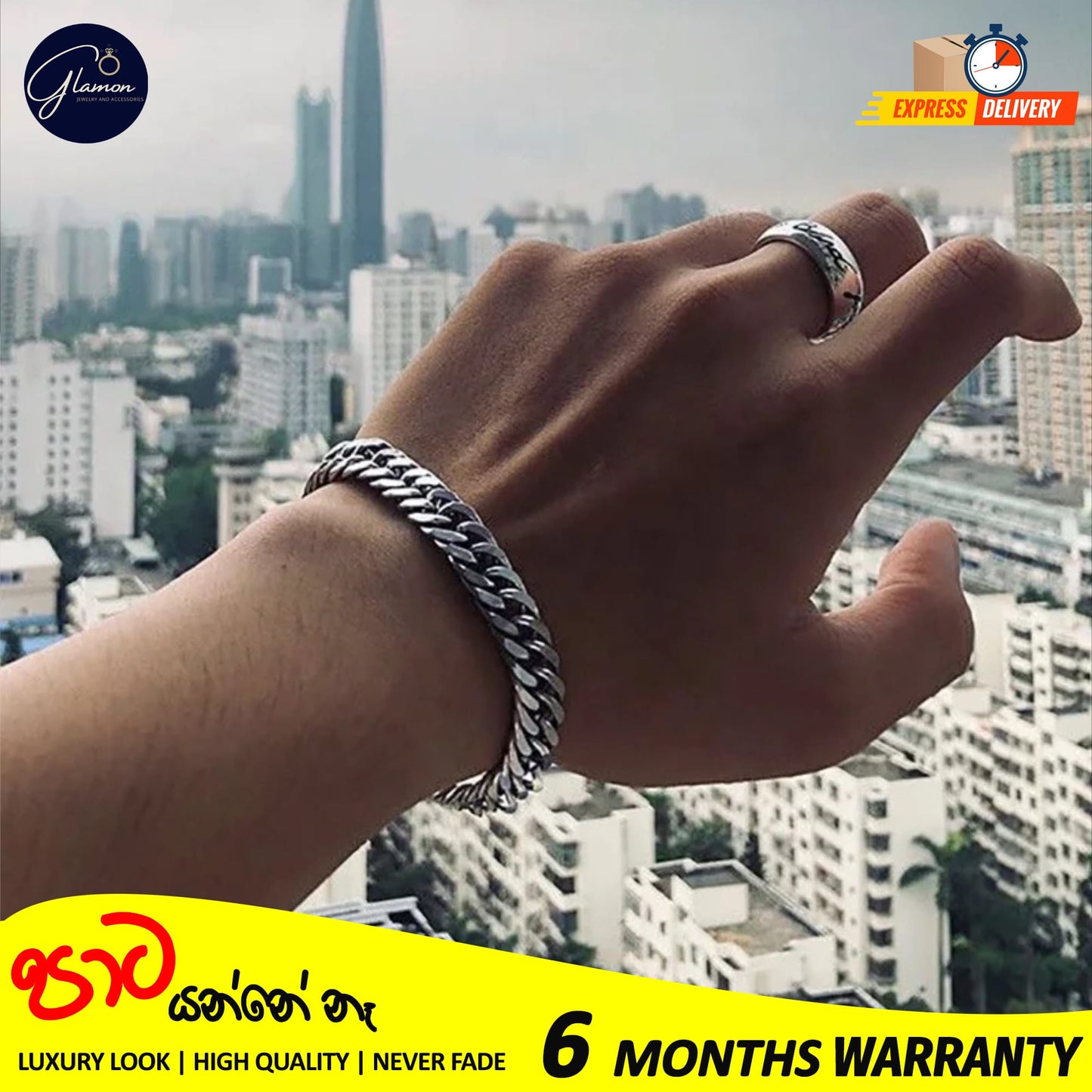 Glamon 8mm High quality Never Fade Waterproof Bracelet For Men