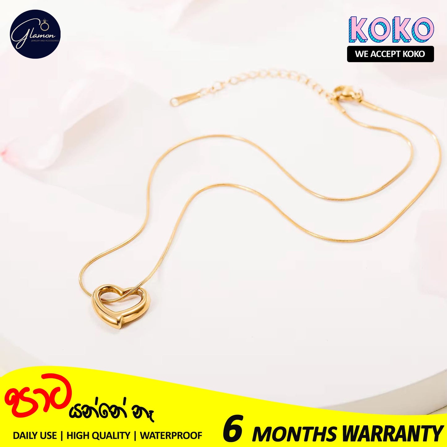 Glamon Amora Heart Necklace For Girls High Quality Waterproof 316L Stainless Steel Simple Timeless Elegance Girls Nekles Stylish Fashion Jewelery Love Gift