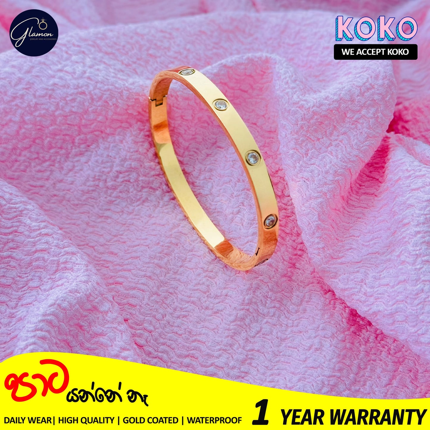 Glamon Luxury Gold Coated Cartier Love Bangle High Quality Bracelet For Women