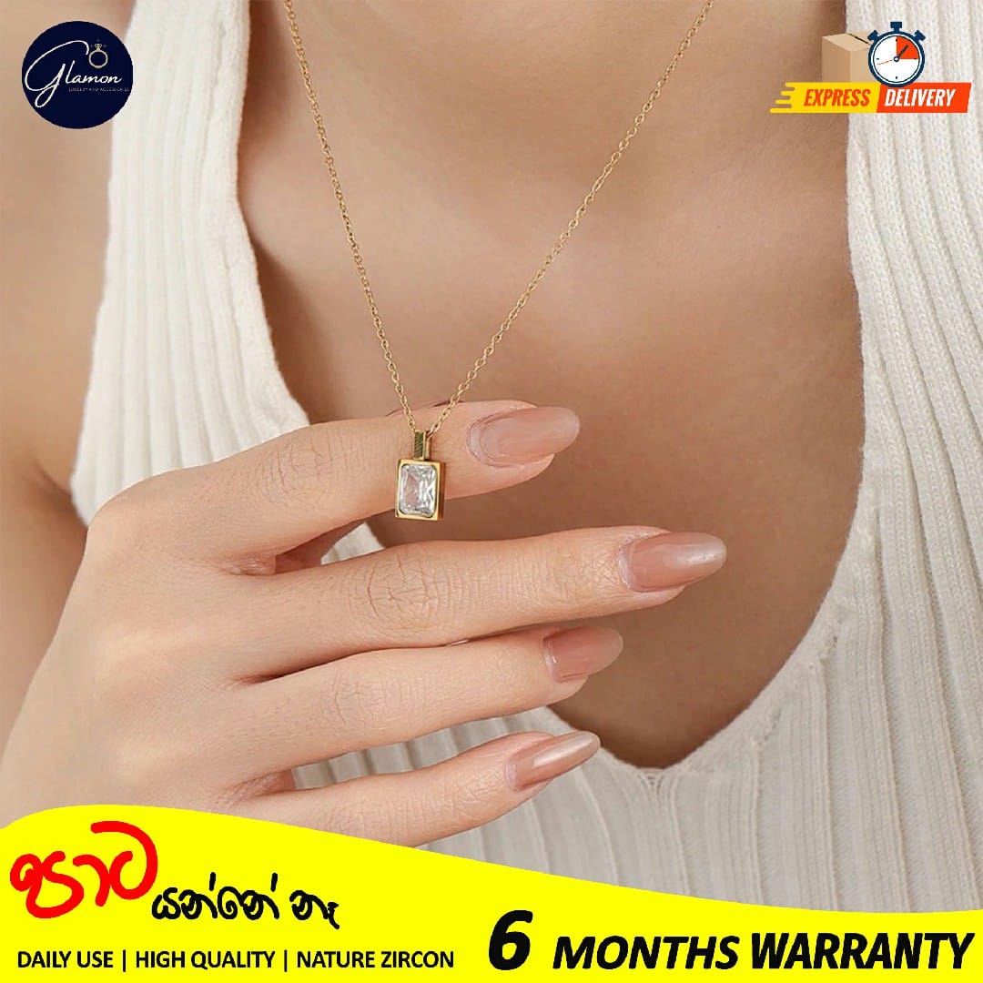 Glamon High Quality Red Green White Necklace For Girls Stainless Steel Gold Chain Clavicle Luxury Zircon Gold Plated necklace Women Jewellery Gift