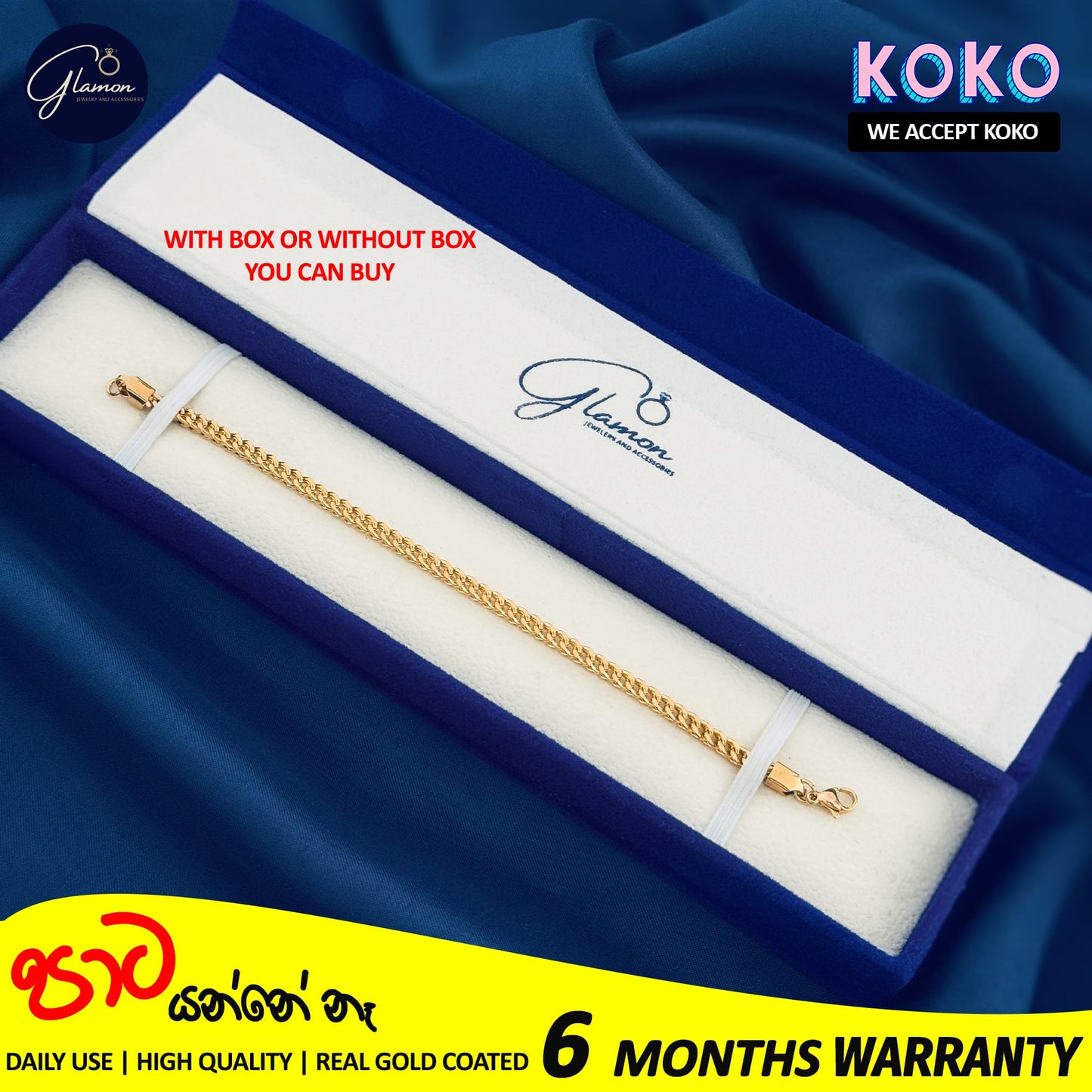 Glamon 3mm 316L Stainless Steel Diamond Cut Franco Box Chain Bracelet For Men High Quality Casual Boys Bracelets Wedding Party Valentine Birthday Gift Gold Bracelet