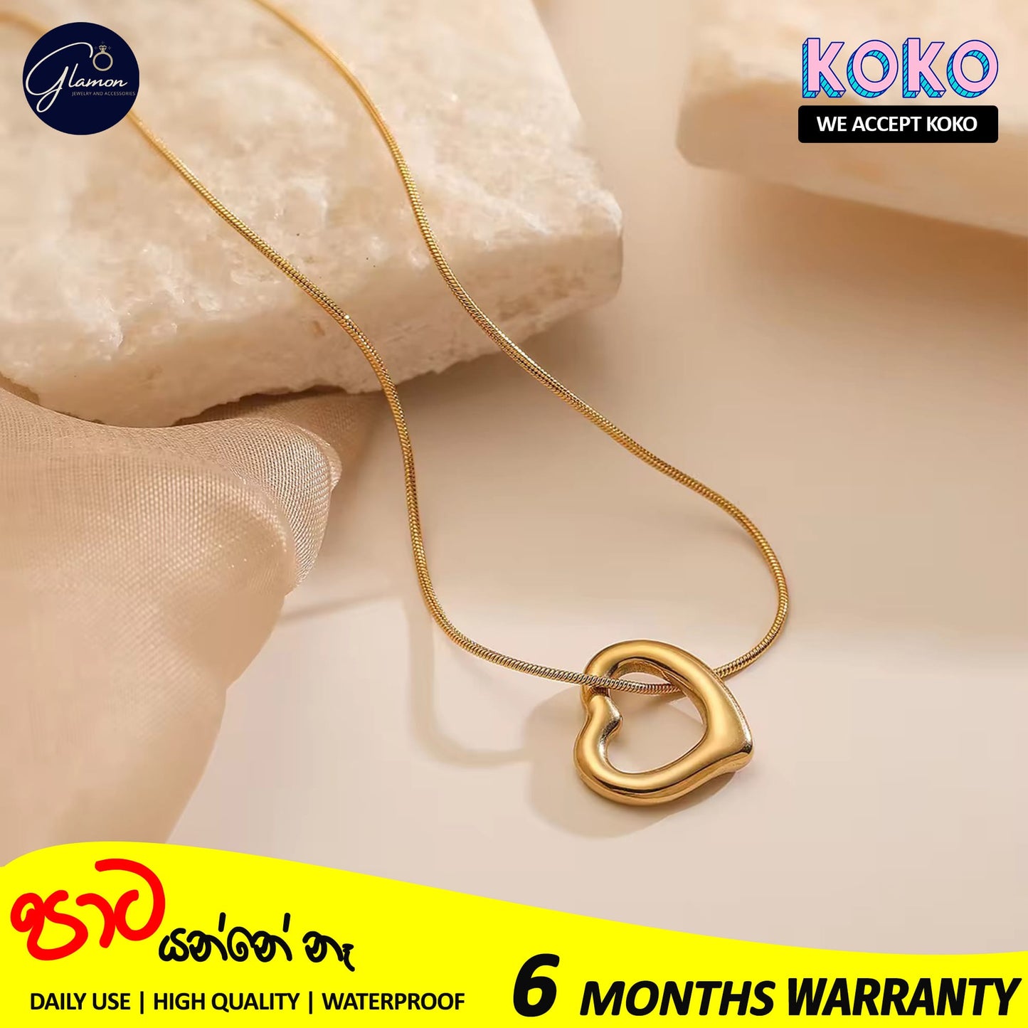 Glamon Amora Heart Necklace For Girls High Quality Waterproof 316L Stainless Steel Simple Timeless Elegance Girls Nekles Stylish Fashion Jewelery Love Gift