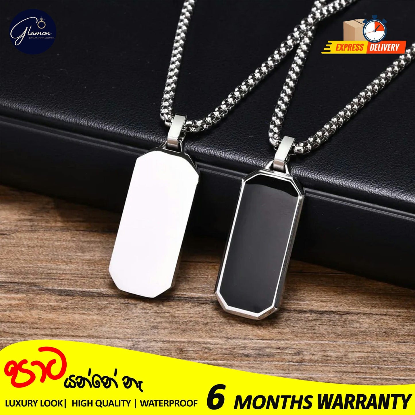 Glamon Stainless Steel Geomatric Pendant and Box Chain Necklace For Men Gold Silver Color Waterproof jewellery