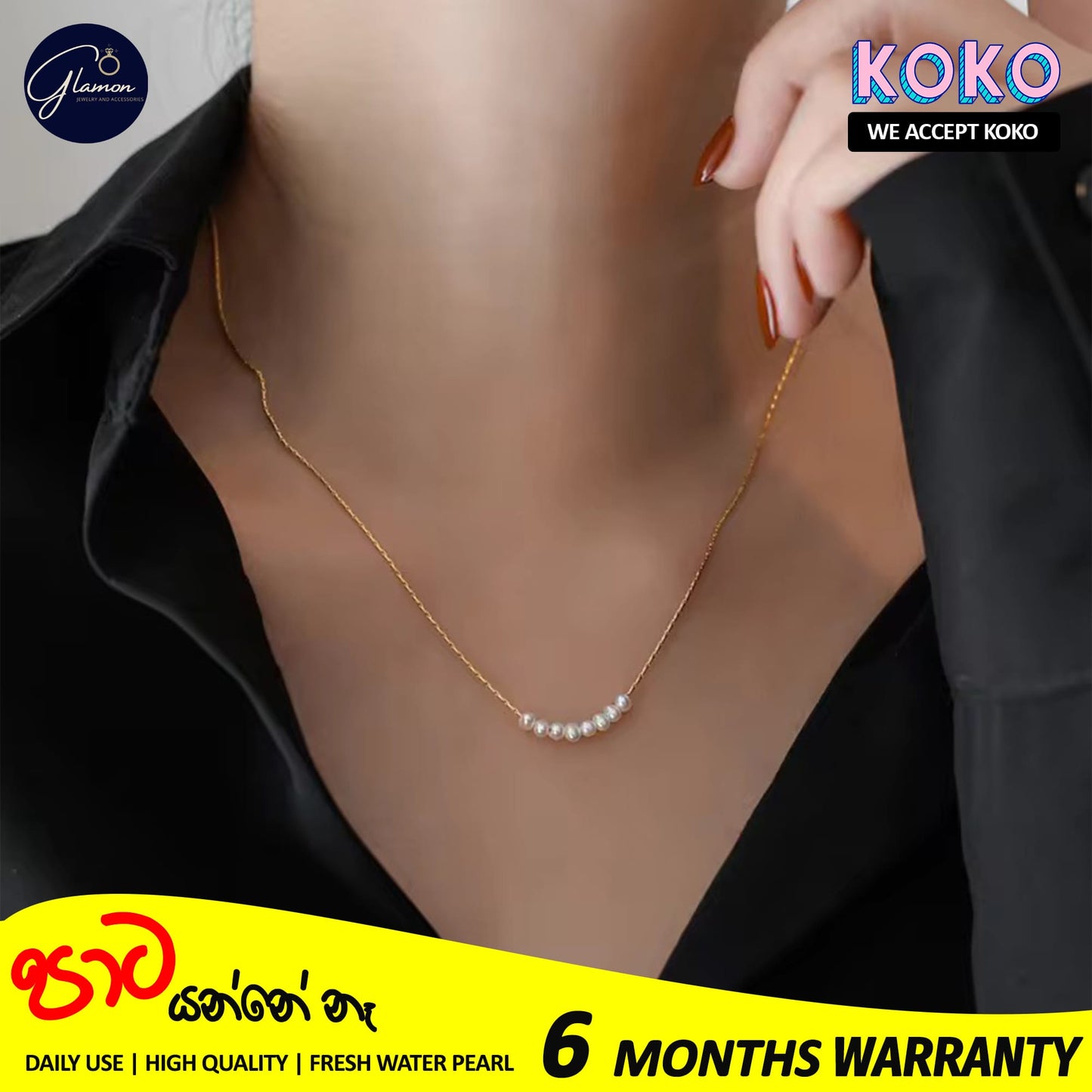 Glamon Fresh Water Pearl Necklace For Girls Stainless Steel Gold Chain Necklaces Women Korean Fashion Gold Plated Jewellery Gift For Girlfriend Birthday Valentine Wedding Jewelery