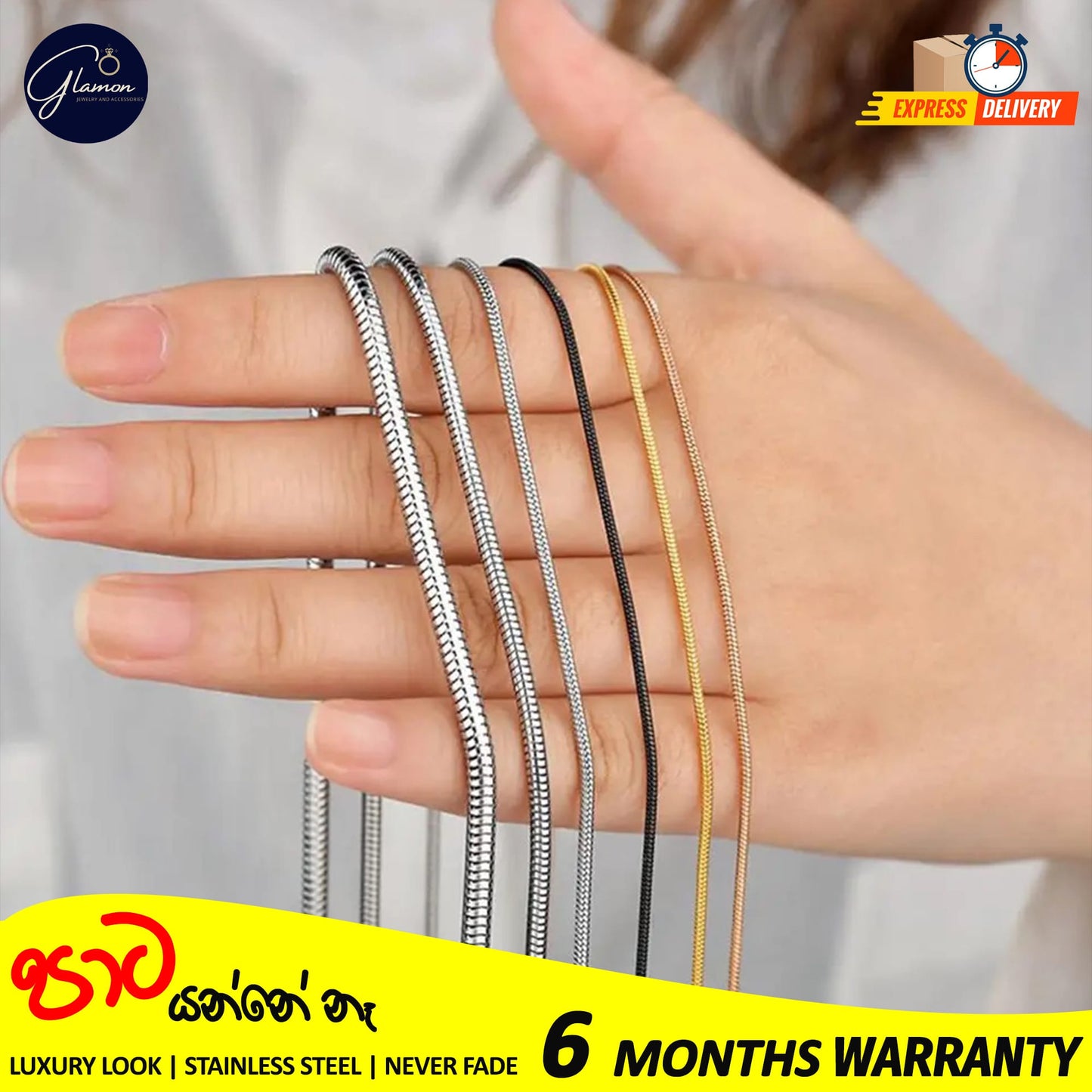 2mm Round Snake Chain Stainless Steel Gold- SIlver