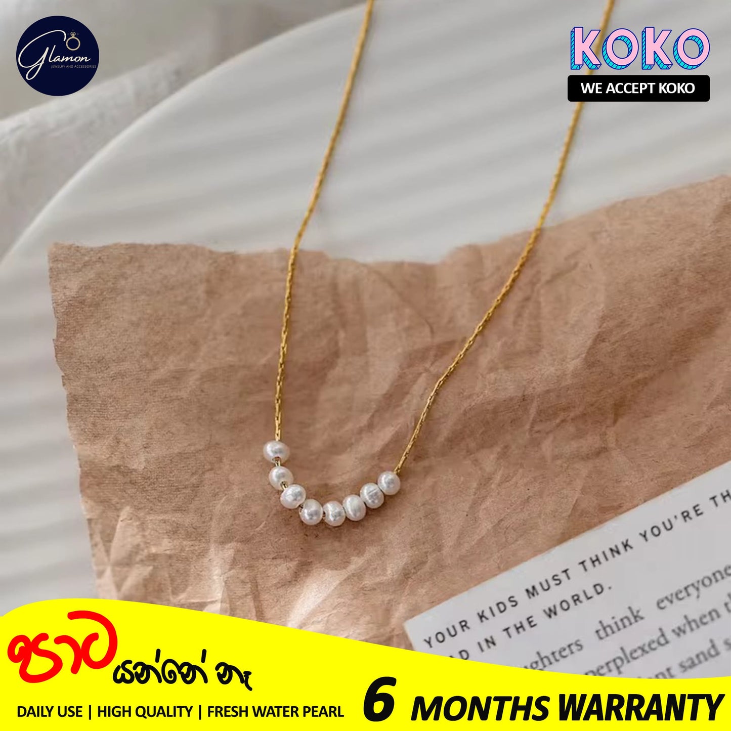 Glamon Fresh Water Pearl Necklace For Girls Stainless Steel Gold Chain Necklaces Women Korean Fashion Gold Plated Jewellery Gift For Girlfriend Birthday Valentine Wedding Jewelery