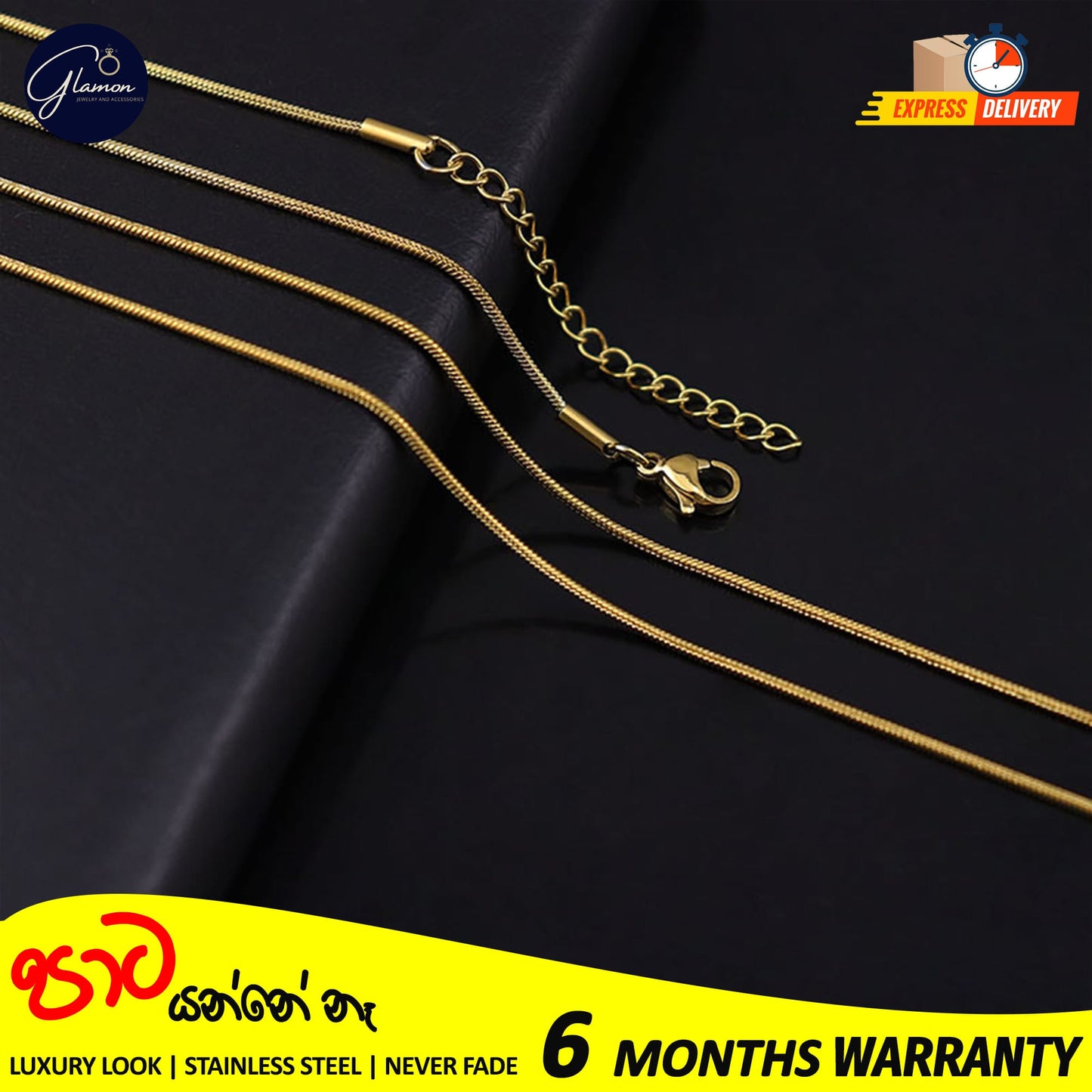2mm Round Snake Chain Stainless Steel Gold- SIlver
