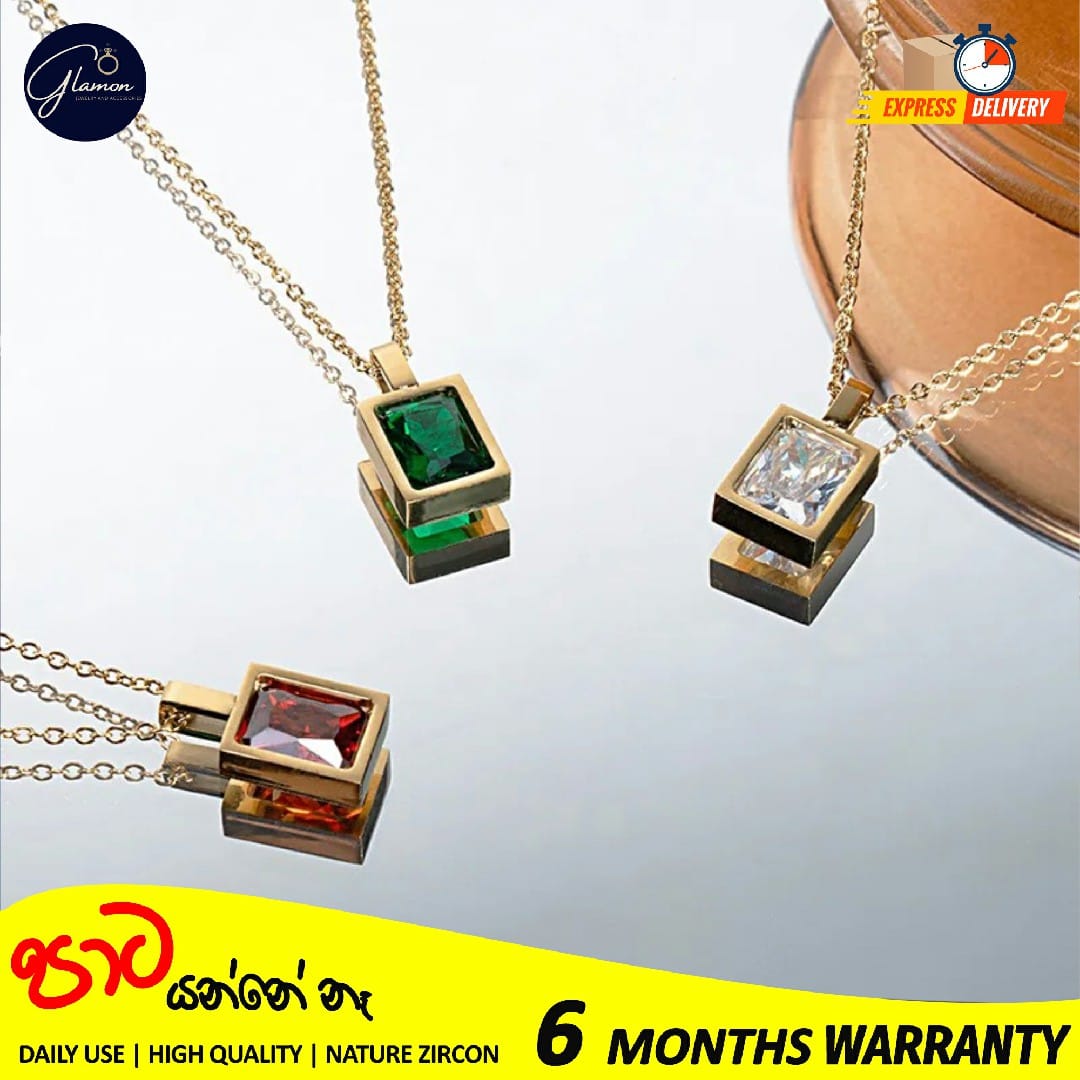 Glamon High Quality Red Green White Necklace For Girls Stainless Steel Gold Chain Clavicle Luxury Zircon Gold Plated necklace Women Jewellery Gift