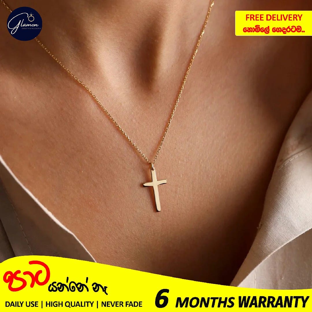 Glamon Stainless Steel Silver Gold Cross Pendant Necklace For Girls High Quality Simple Chain Women Fashion Jewelery Gift
