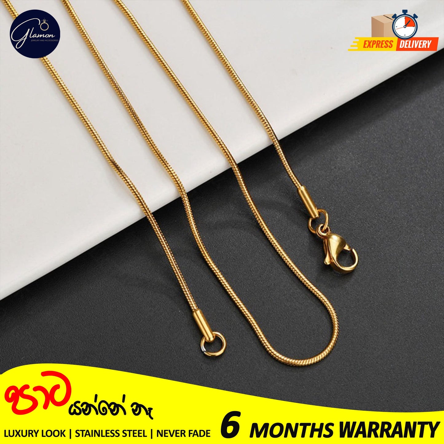 2mm Round Snake Chain Stainless Steel Gold- SIlver