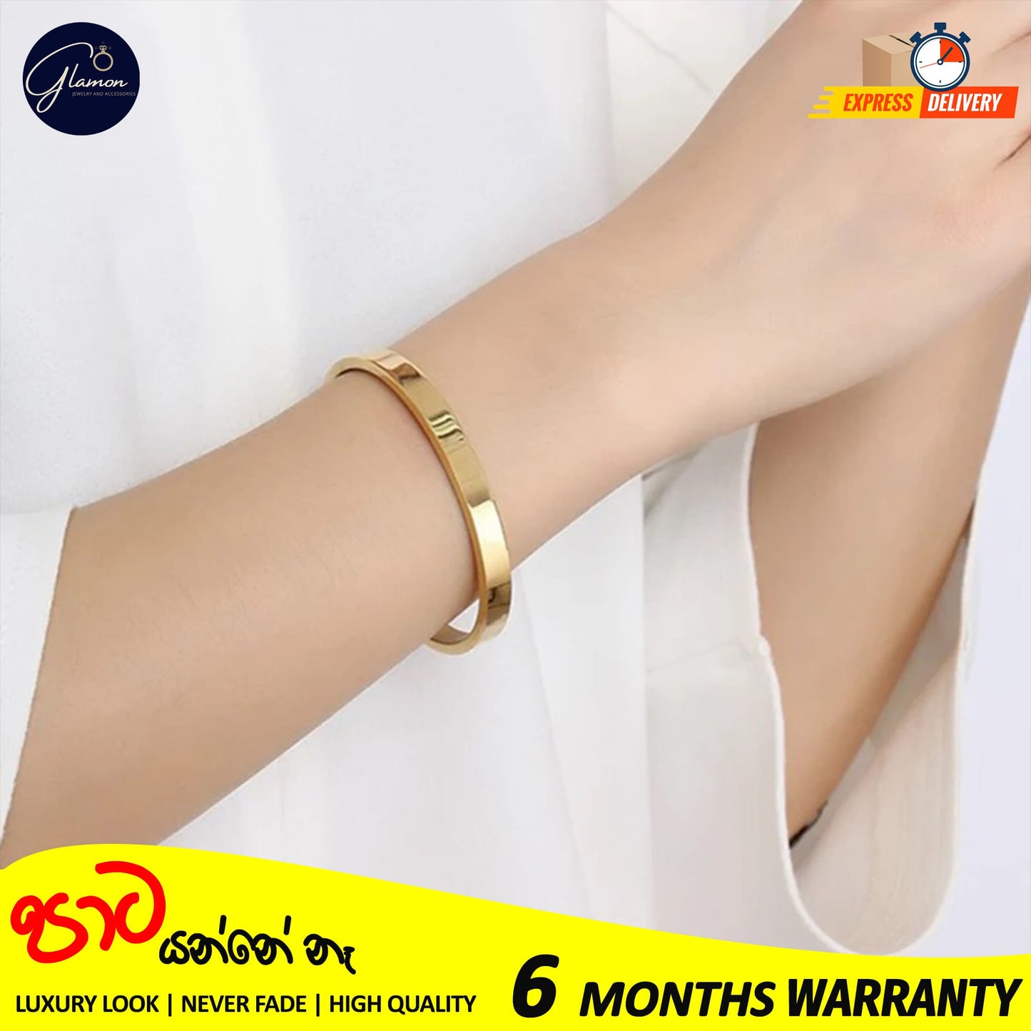 High Polished Plain Gold Bangle For Women Men Stainless Steel