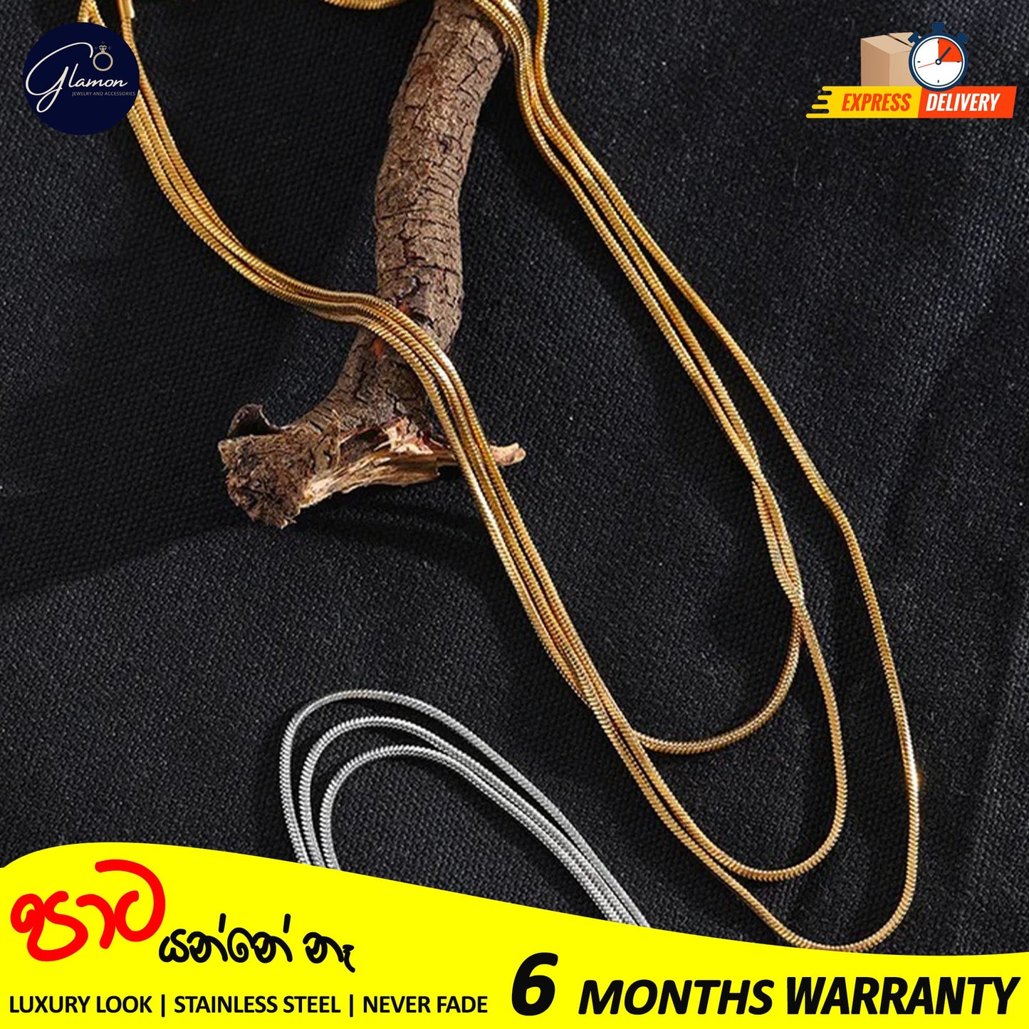 2mm Round Snake Chain Stainless Steel Gold- SIlver