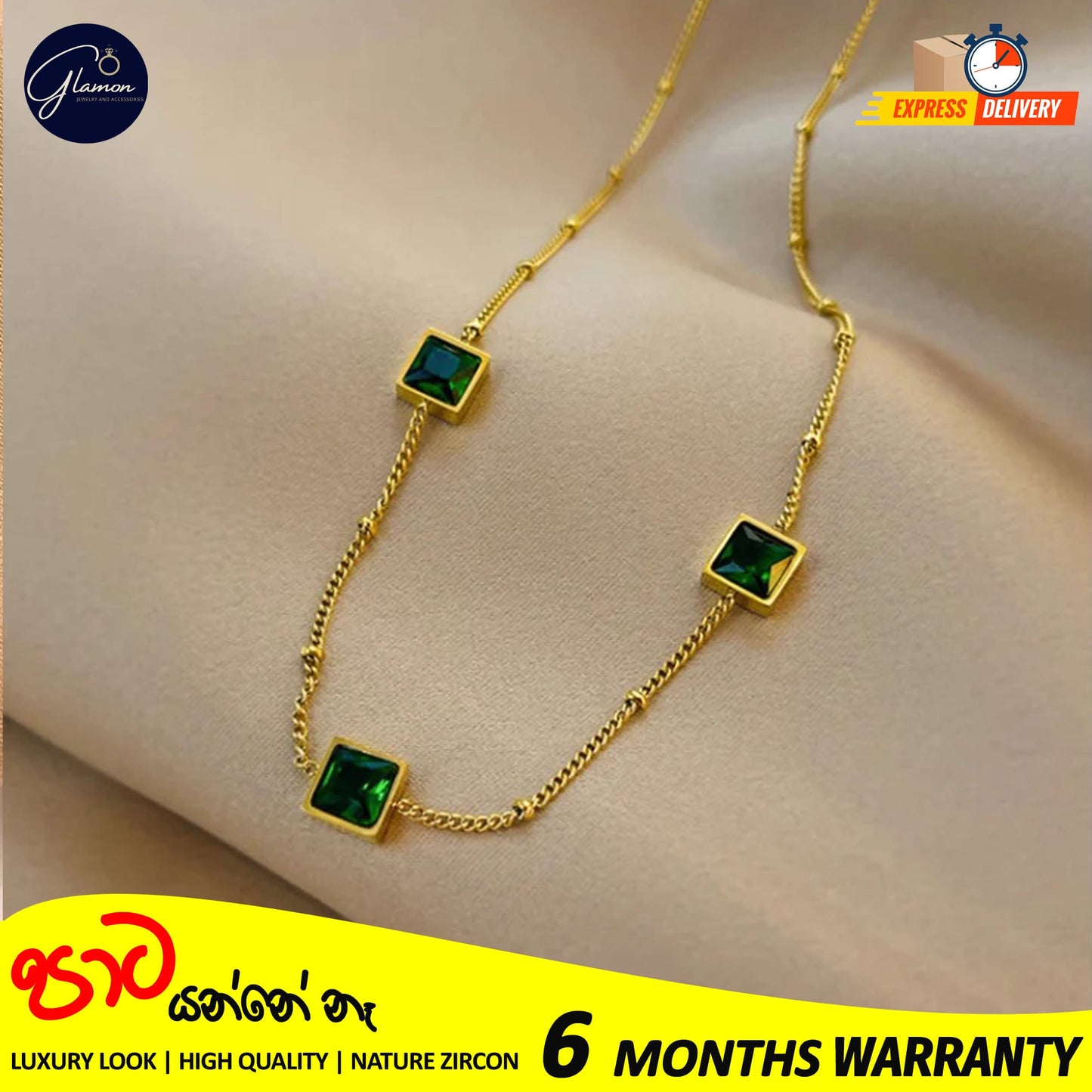 green zircon charm bracelet 316L stainless steel
