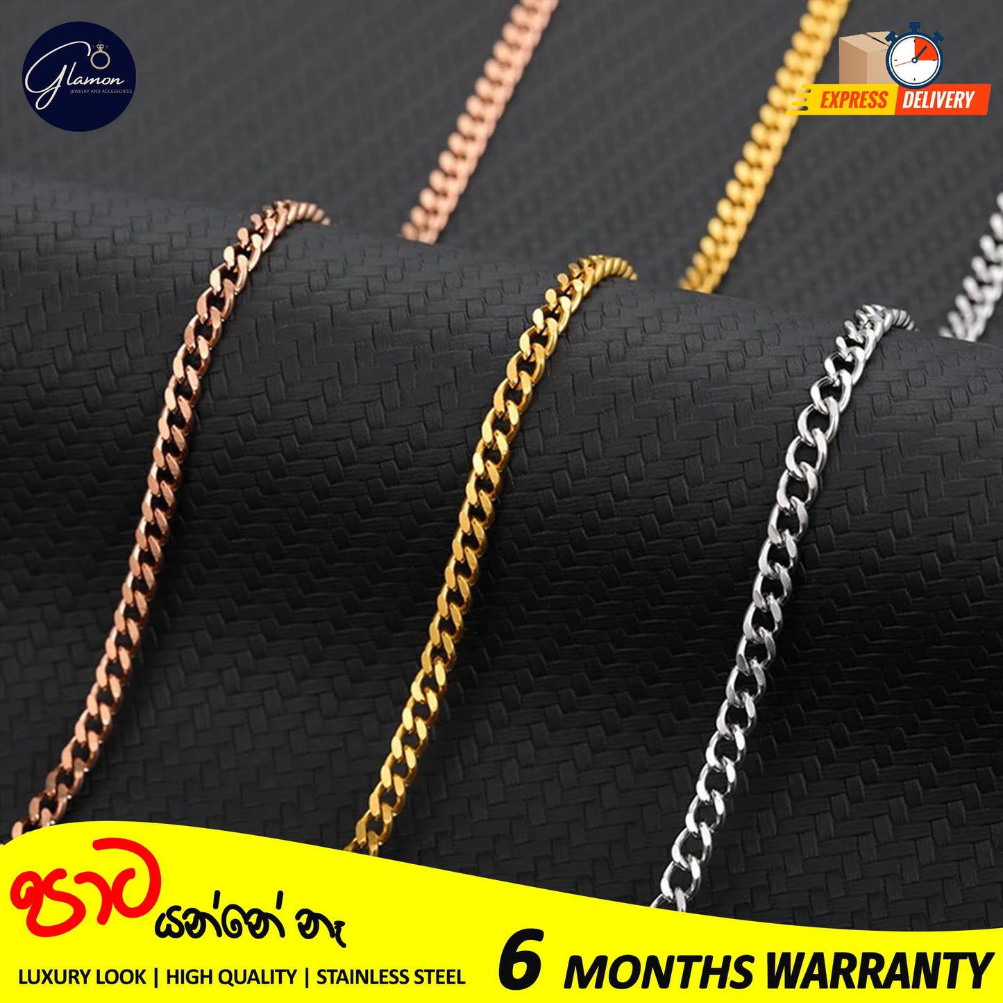 3mm Stainless Steel High Quality Gold Color Cuban Link Chain Necklace For Men Women Waterproof Boys Chain