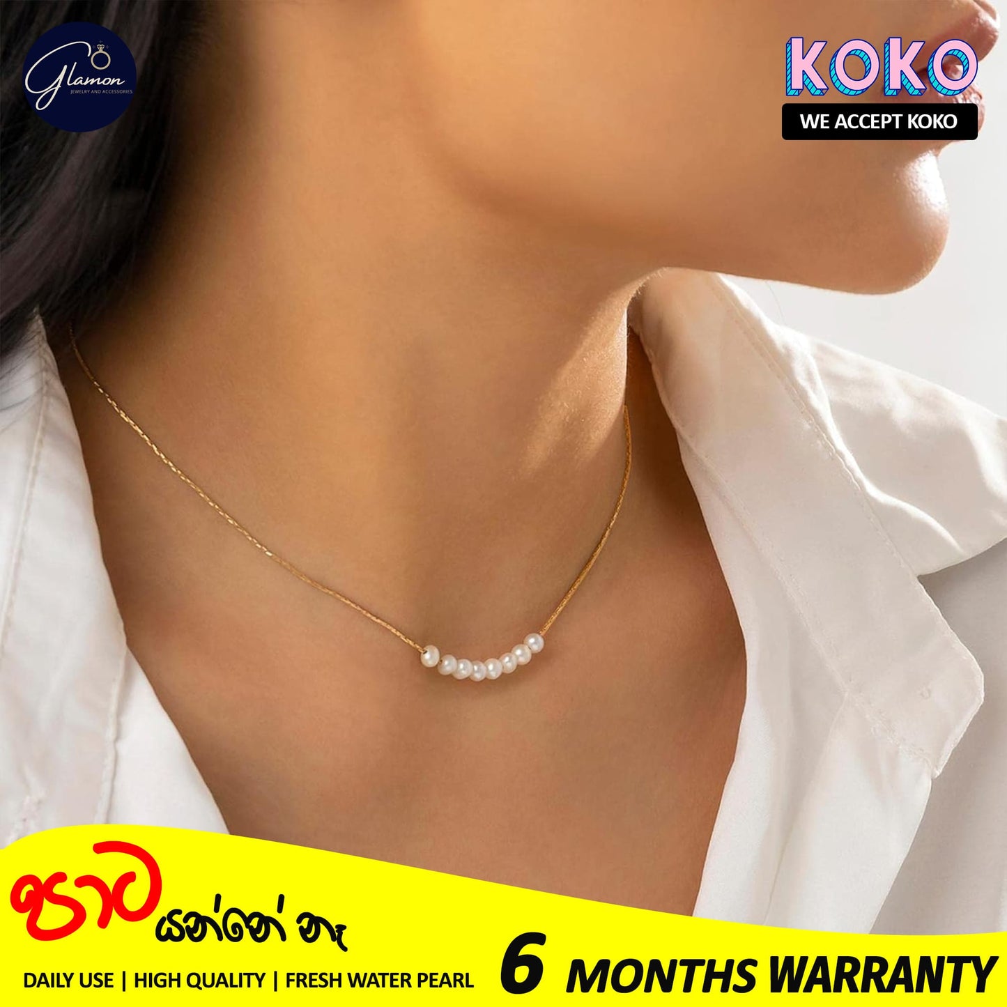 Glamon Fresh Water Pearl Necklace For Girls Stainless Steel Gold Chain Necklaces Women Korean Fashion Gold Plated Jewellery Gift For Girlfriend Birthday Valentine Wedding Jewelery